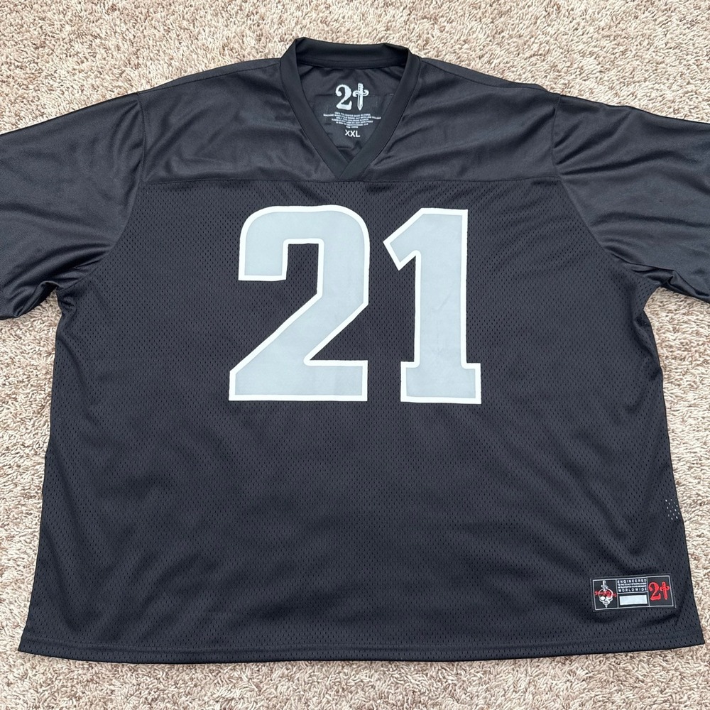 21 Savage Slaughter Gang Football Jersey XXL Black Silver Mesh Hip Hop Rap Tee